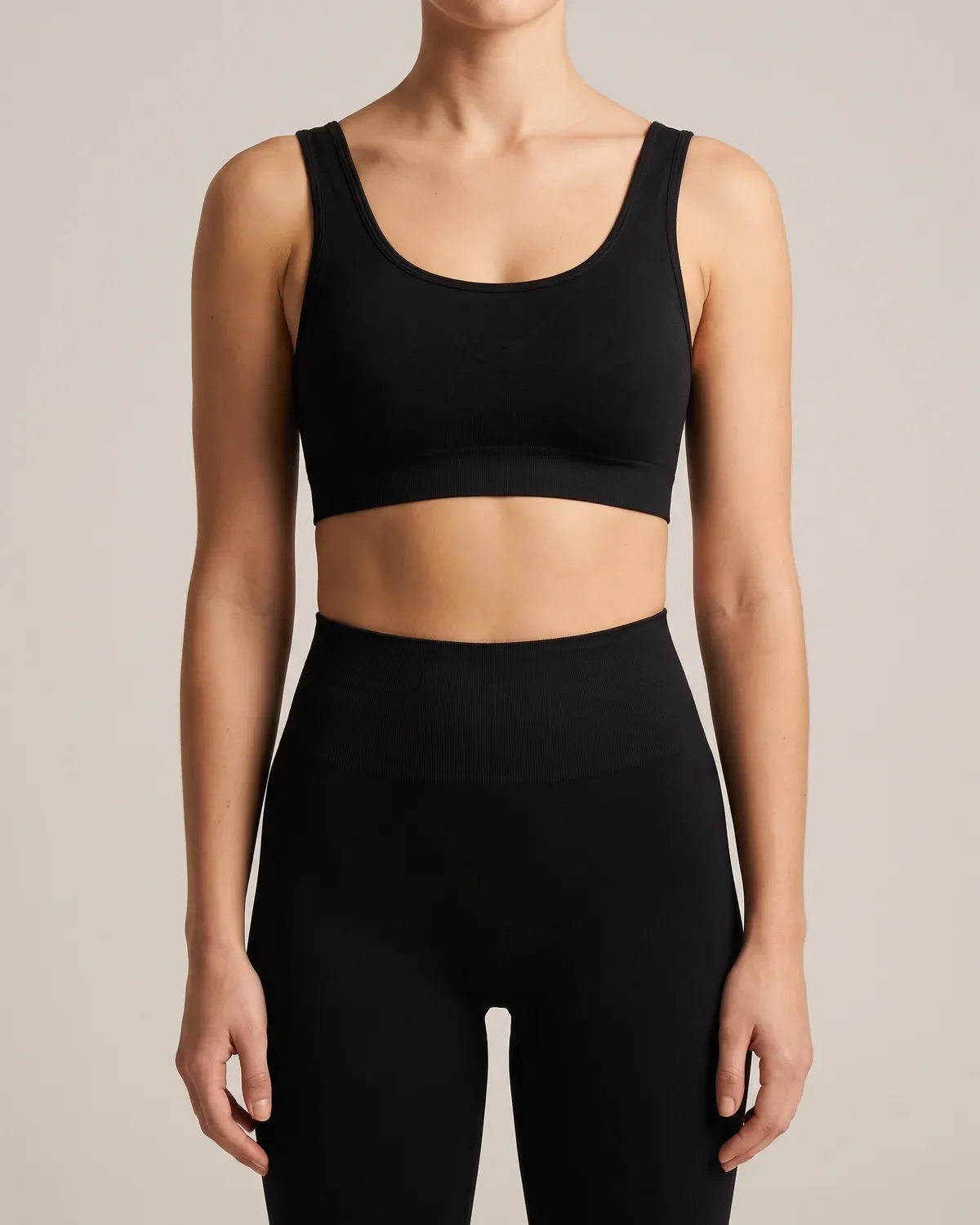 Contour Seamless Sports Bra in Black, front