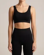 Contour Seamless Sports Bra in Black, front