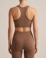 Contour Seamless Sports Bra in Mocha, back