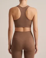 Contour Seamless Sports Bra in Mocha, back