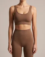 Contour Seamless Sports Bra in Mocha, front