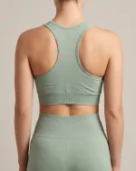 Contour Seamless Sports Bra in Sage, back