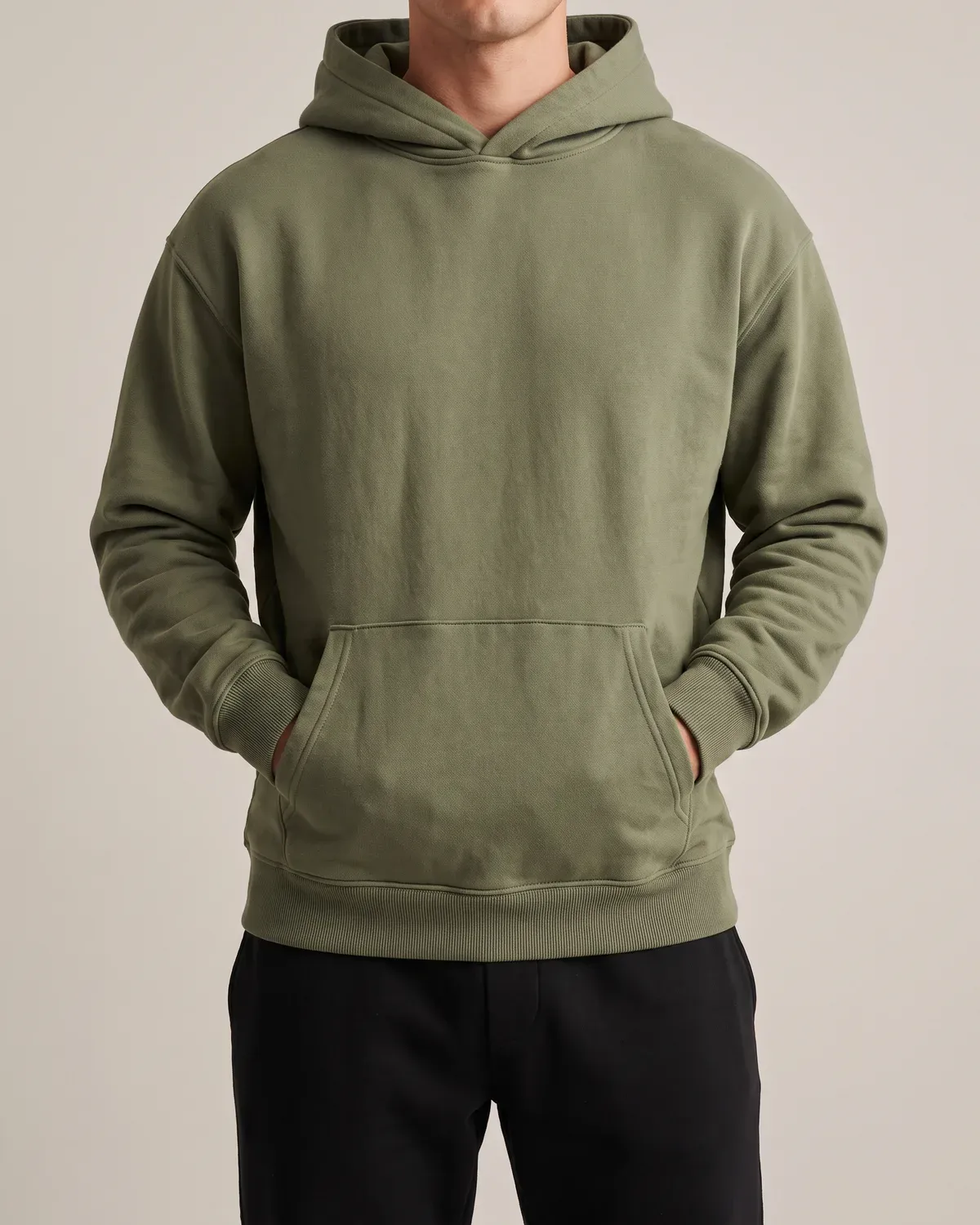 Heavyweight Hoodie in Olive, front