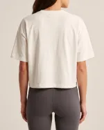 Studio Crop Tee in White, back