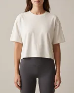 Studio Crop Tee in White, front